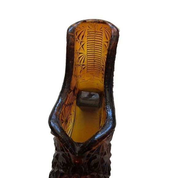 Vintage Fenton Daisy Button Glass High Heeled Shoe Brown Knobby 2" Tall - Picture 6 of 9